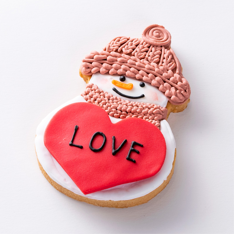 スノーマンのバレンタインアイシングクッキー